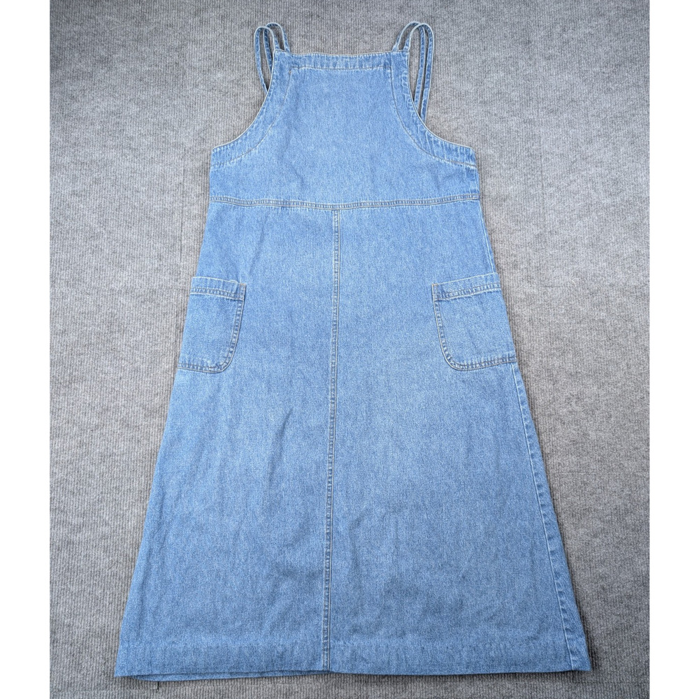 Vintage Original TY Wear Denim Dress Womens 8 Petite Empire Waist Utility 90s